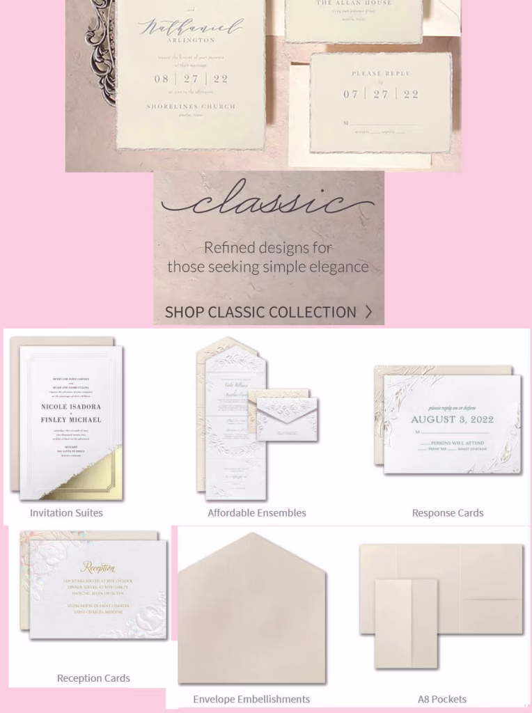 Timeless wedding stationery for weddings