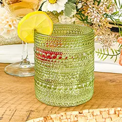 10 oz. Textured Beaded Sage Green Glass (Set of 6)