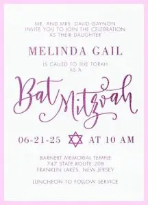 Handwritten Mitzvah - Bat Mitzvah